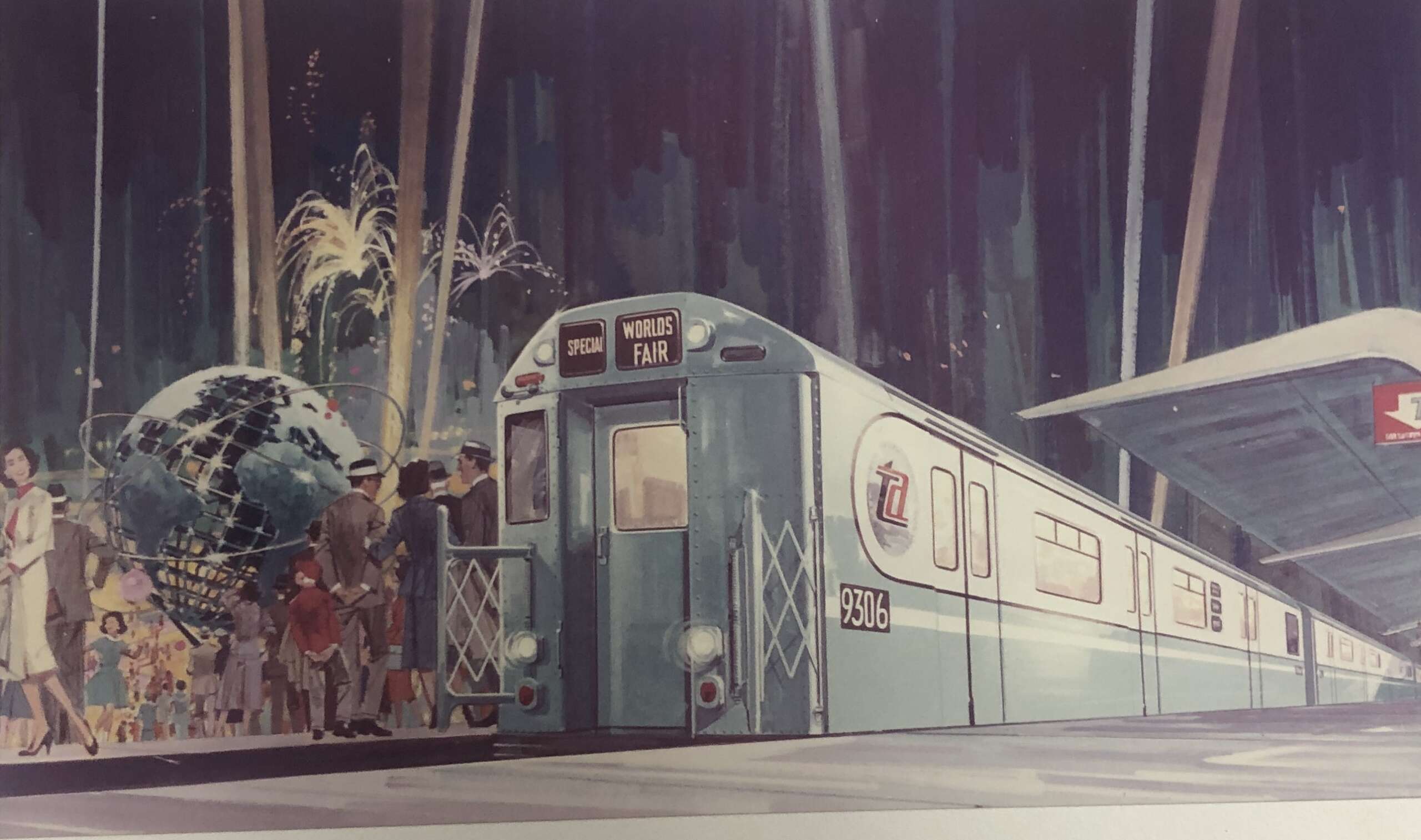 Illustration of R33 subway car at the 1964 World's Fair