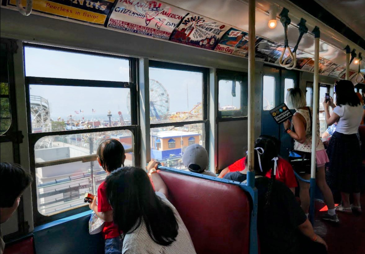 View from inside train during 2023's Coney Island Nostalgia Ride.