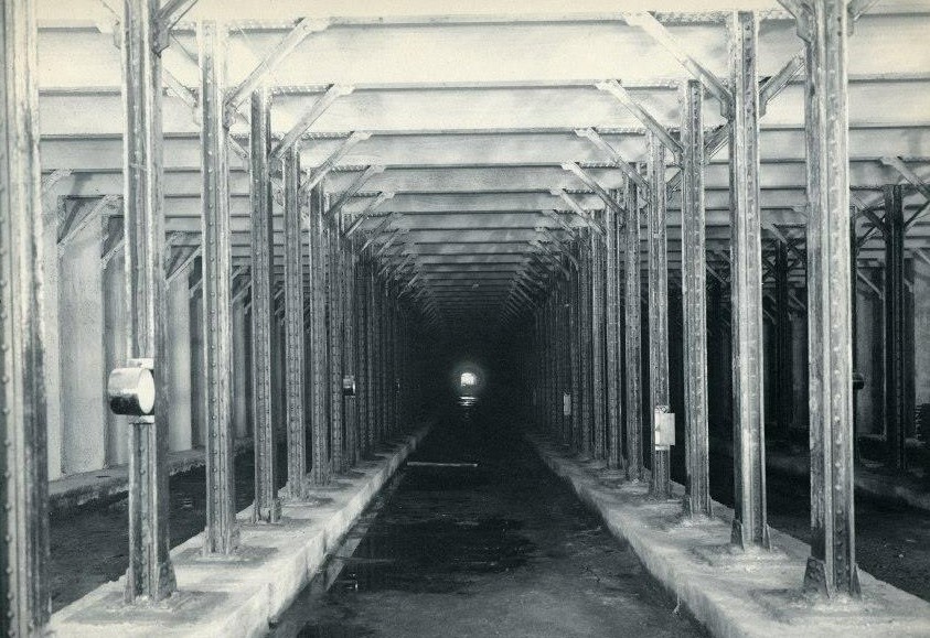 Finished section of subway tunnel beneath Elm Street (now Lafayette Street) and Bleecker Street, 1902.