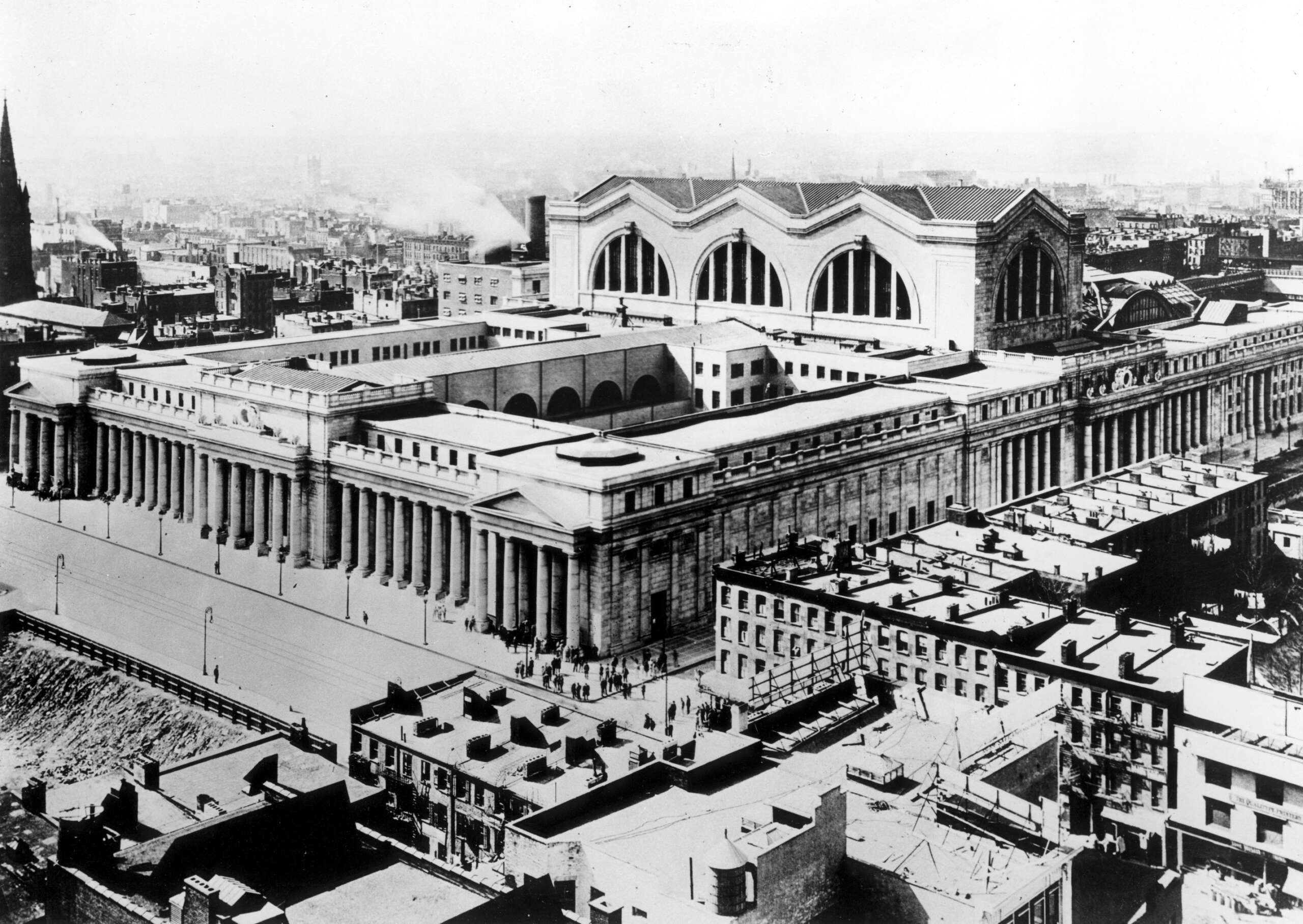 Exterior of Pennsylvania Train Station circa 1910.