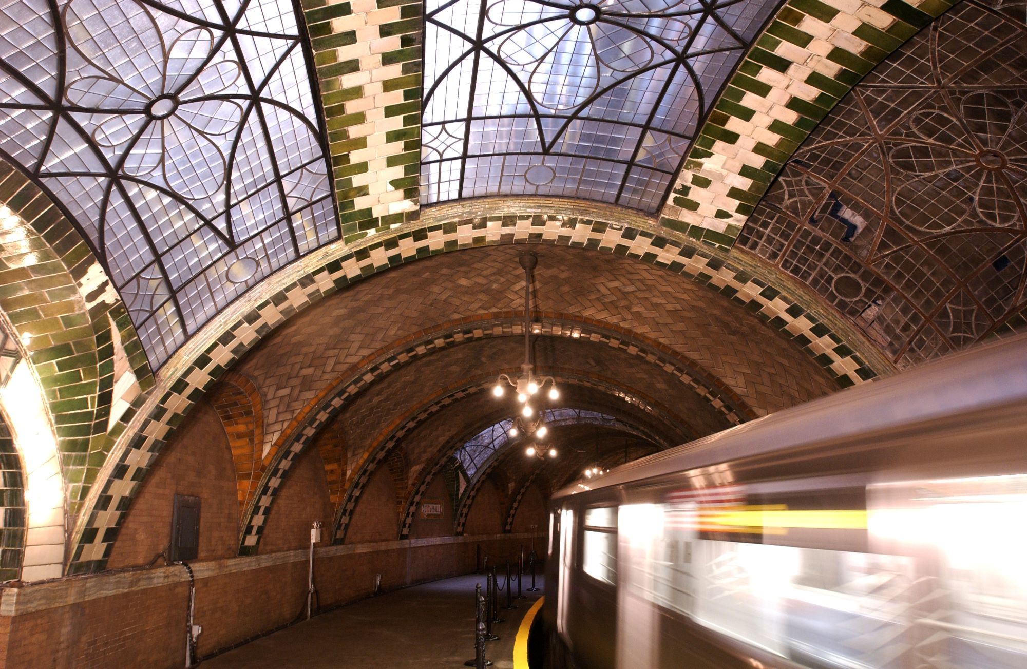 Subway Train Passes Through Old City Hall Station