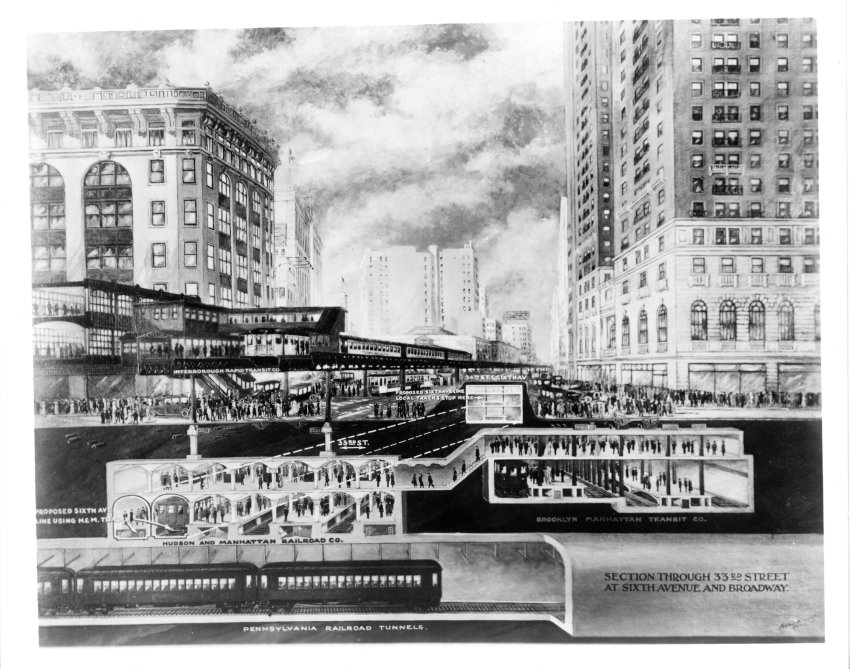 Illustrated depiction of cross section of the 34th Street station.