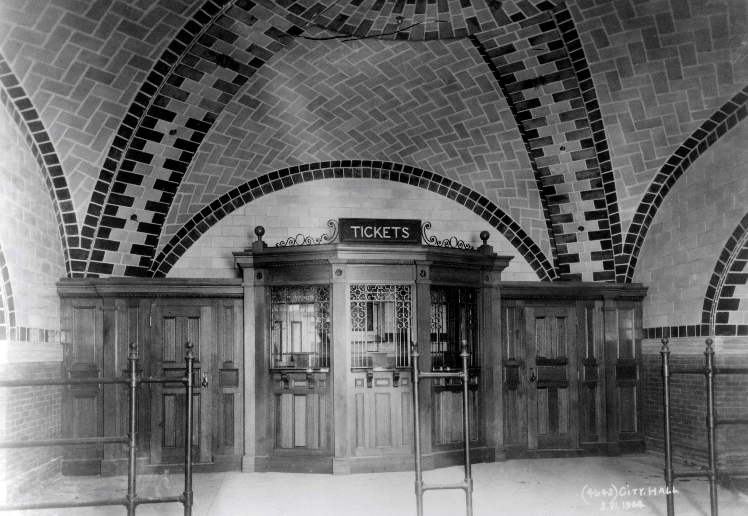 [A ticket booth inside of City Hall Station], March 31, 1904, XX.2008.168.64_ New York Transit Museum.